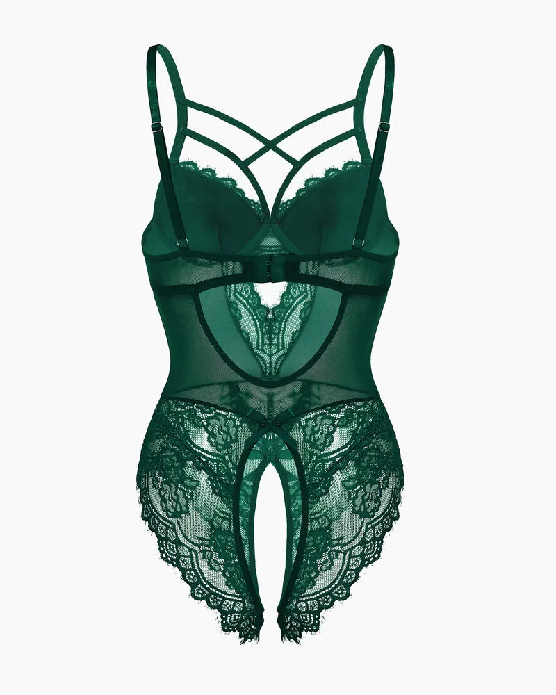 Lace One Piece Criss Cross Bodysuit