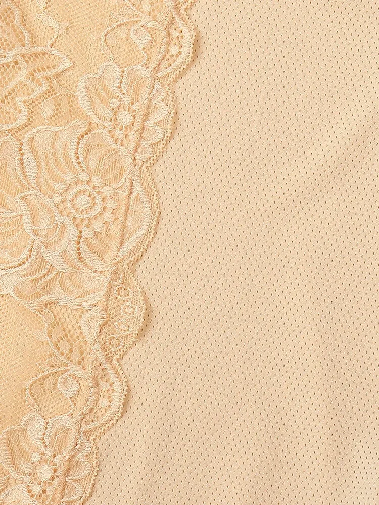 Lace Patchwork Legging Safety Hollow Out See Through Breathable Panties