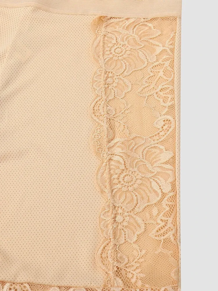 Lace Patchwork Legging Safety Hollow Out See Through Breathable Panties
