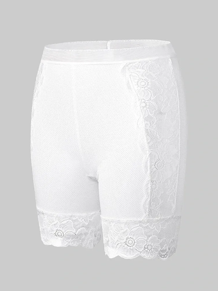 Lace Patchwork Legging Safety Hollow Out See Through Breathable Panties