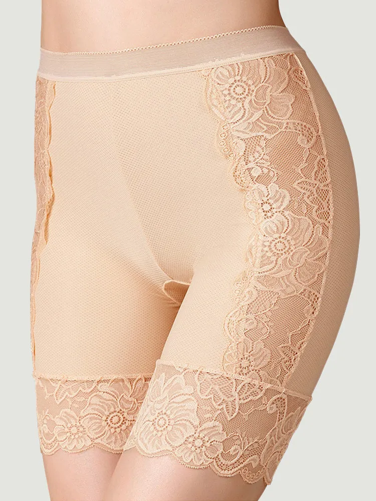 Lace Patchwork Legging Safety Hollow Out See Through Breathable Panties