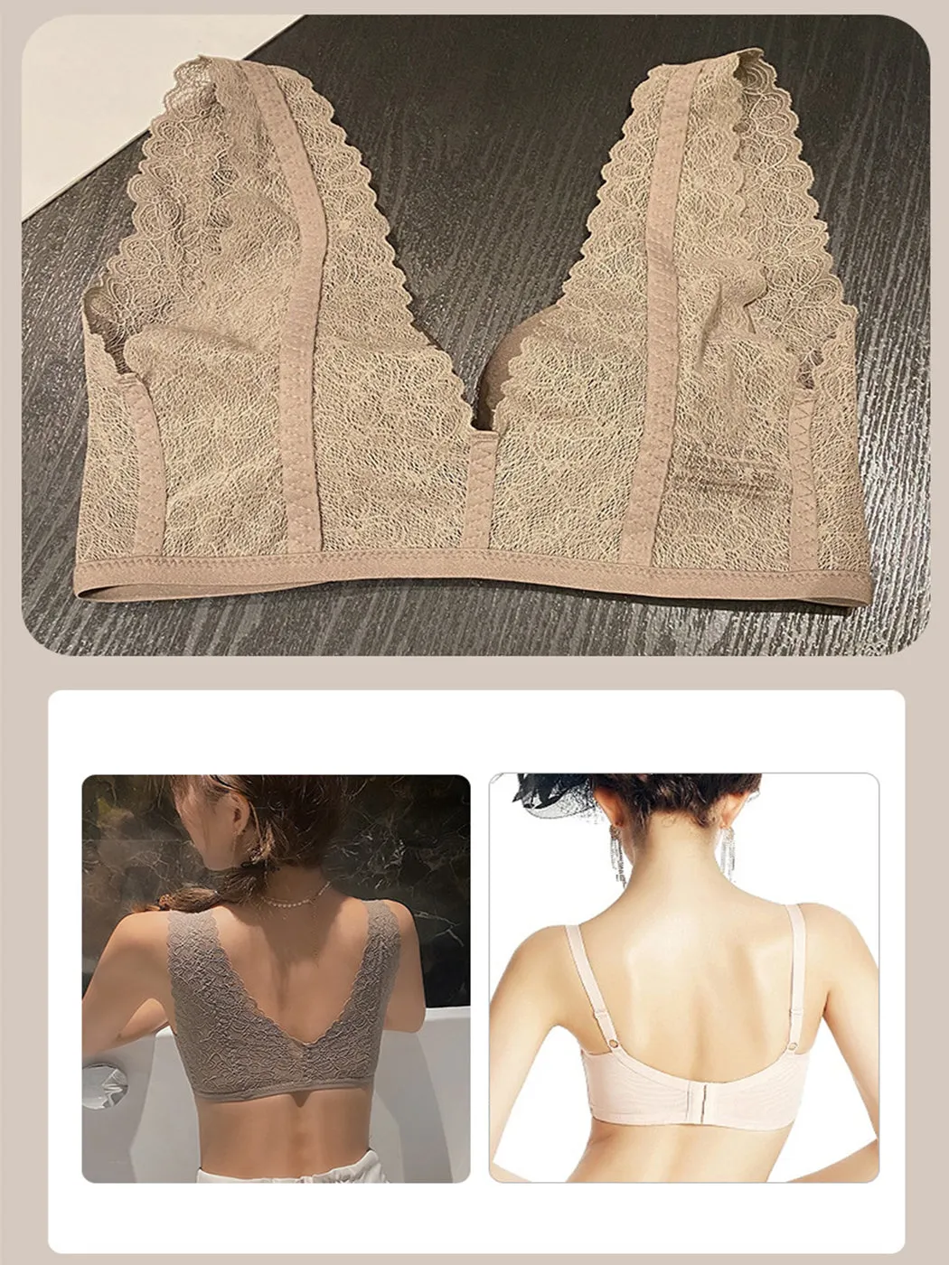 Lace Strap Front Closure Push-Up Bra