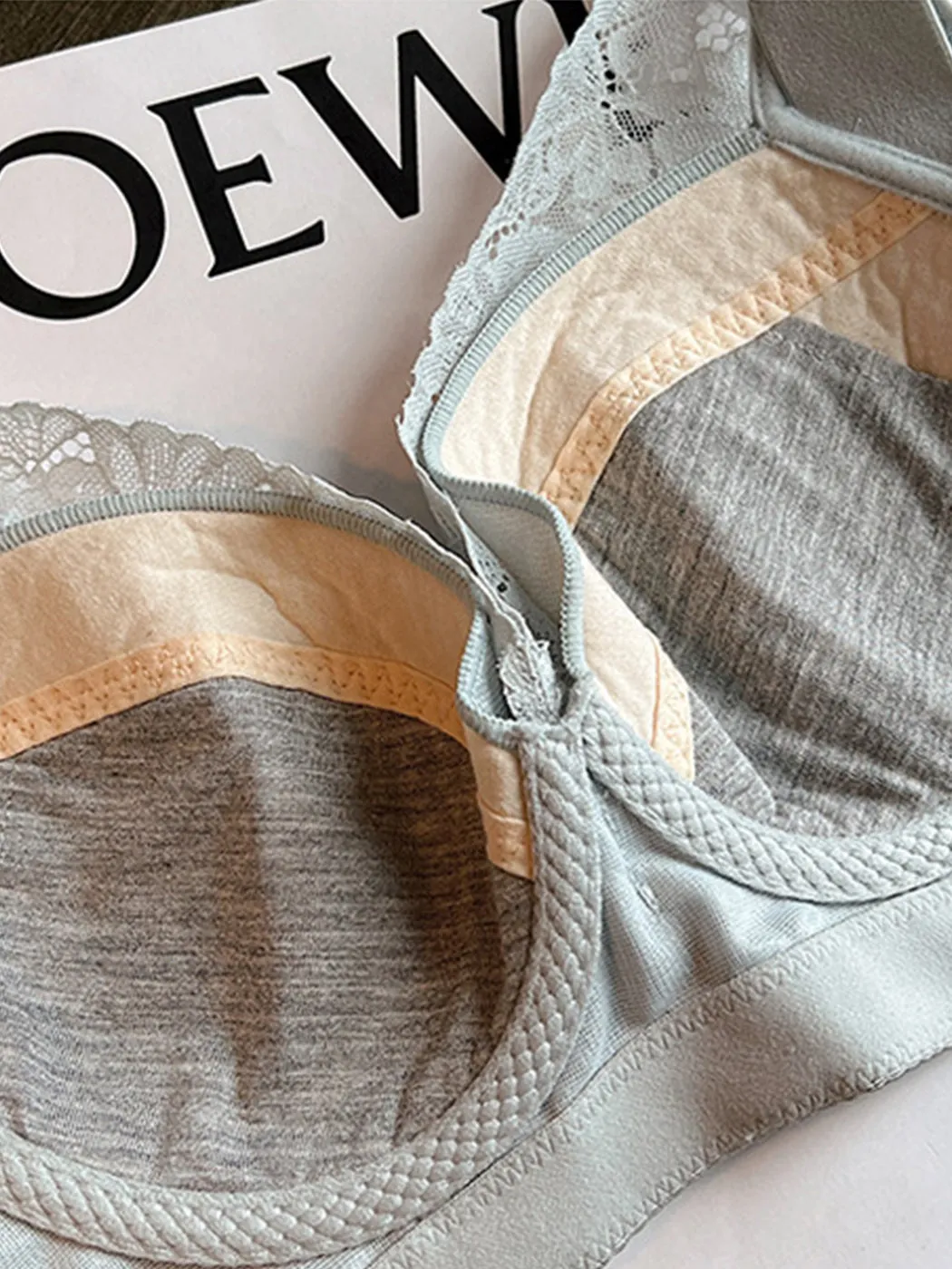 Lace Trim Side Support Push Up Bra