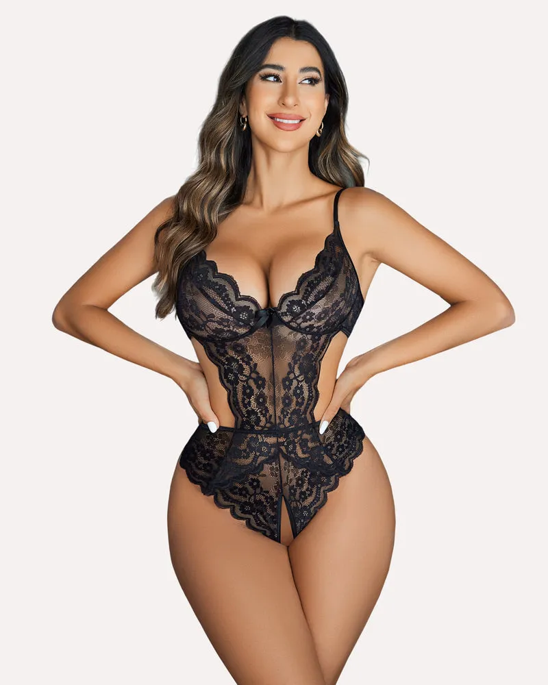 Lace V Neck Cut Out One Piece (DE Only)