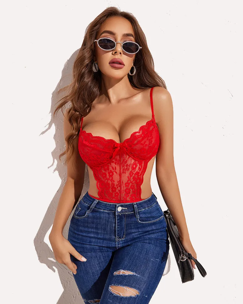Lace V Neck Cut Out One Piece (DE Only)