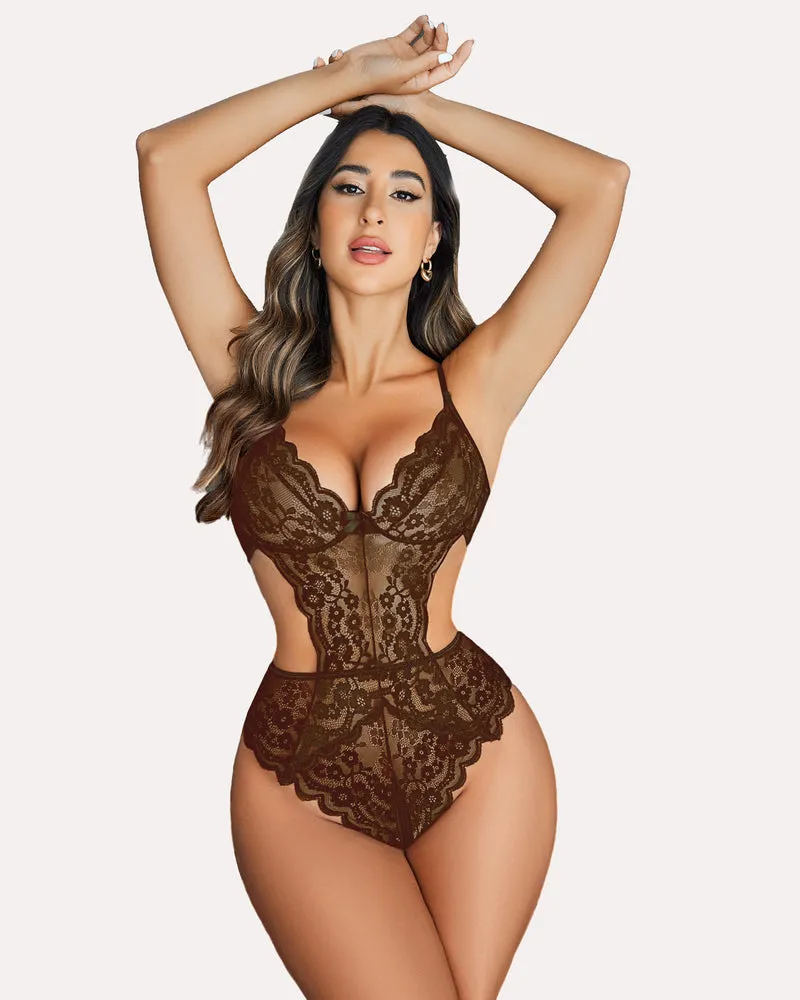 Lace V Neck Cut Out One Piece