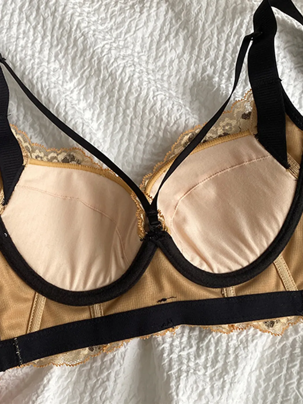Leopard Lace Push-up Side Support Underwire Bras