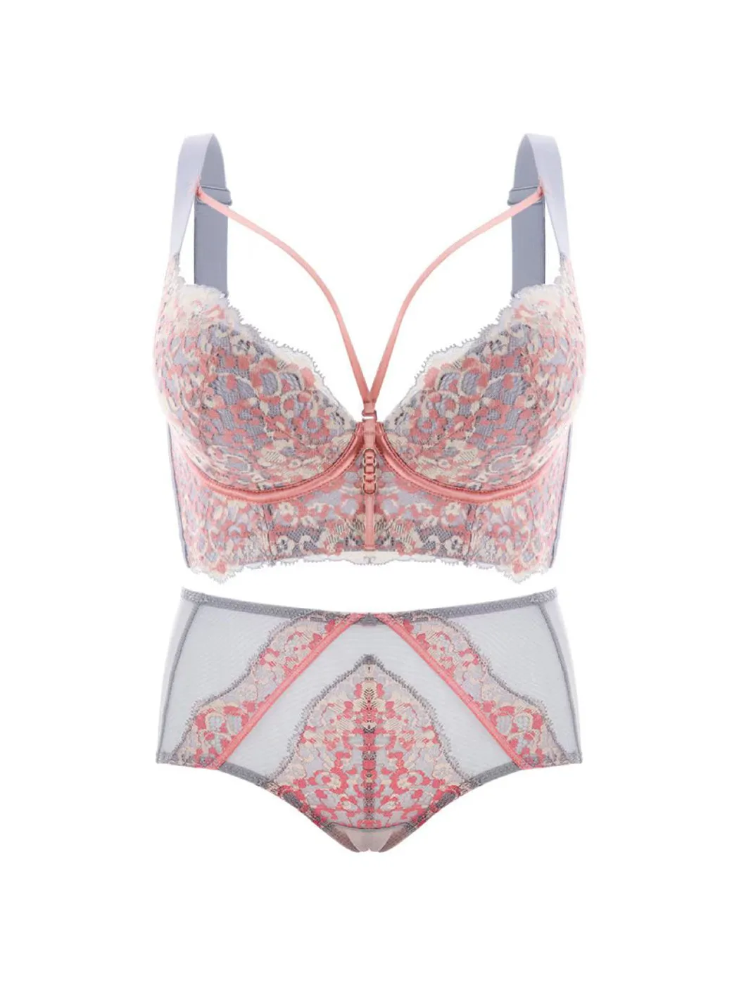 Leopard Lace Push-up Side Support Underwire Bras