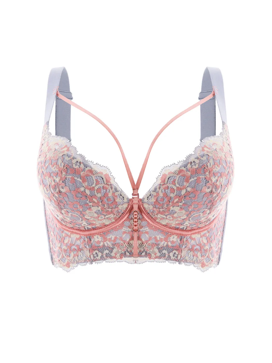 Leopard Lace Push-up Side Support Underwire Bras