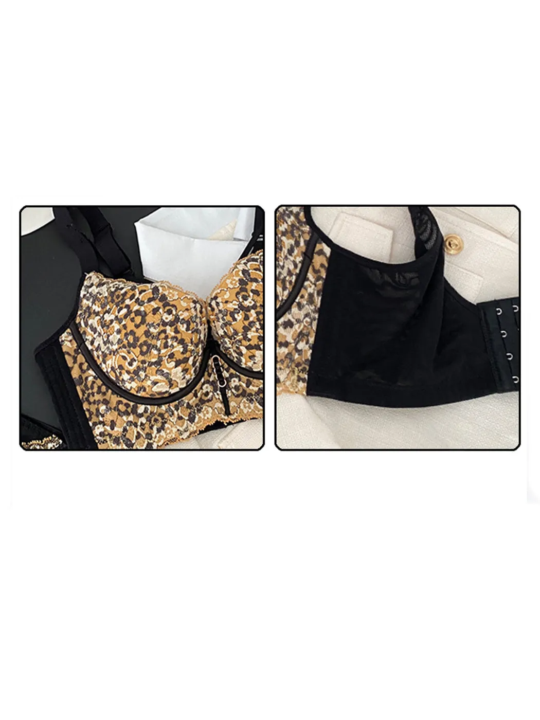 Leopard Lace Push-up Side Support Underwire Bras
