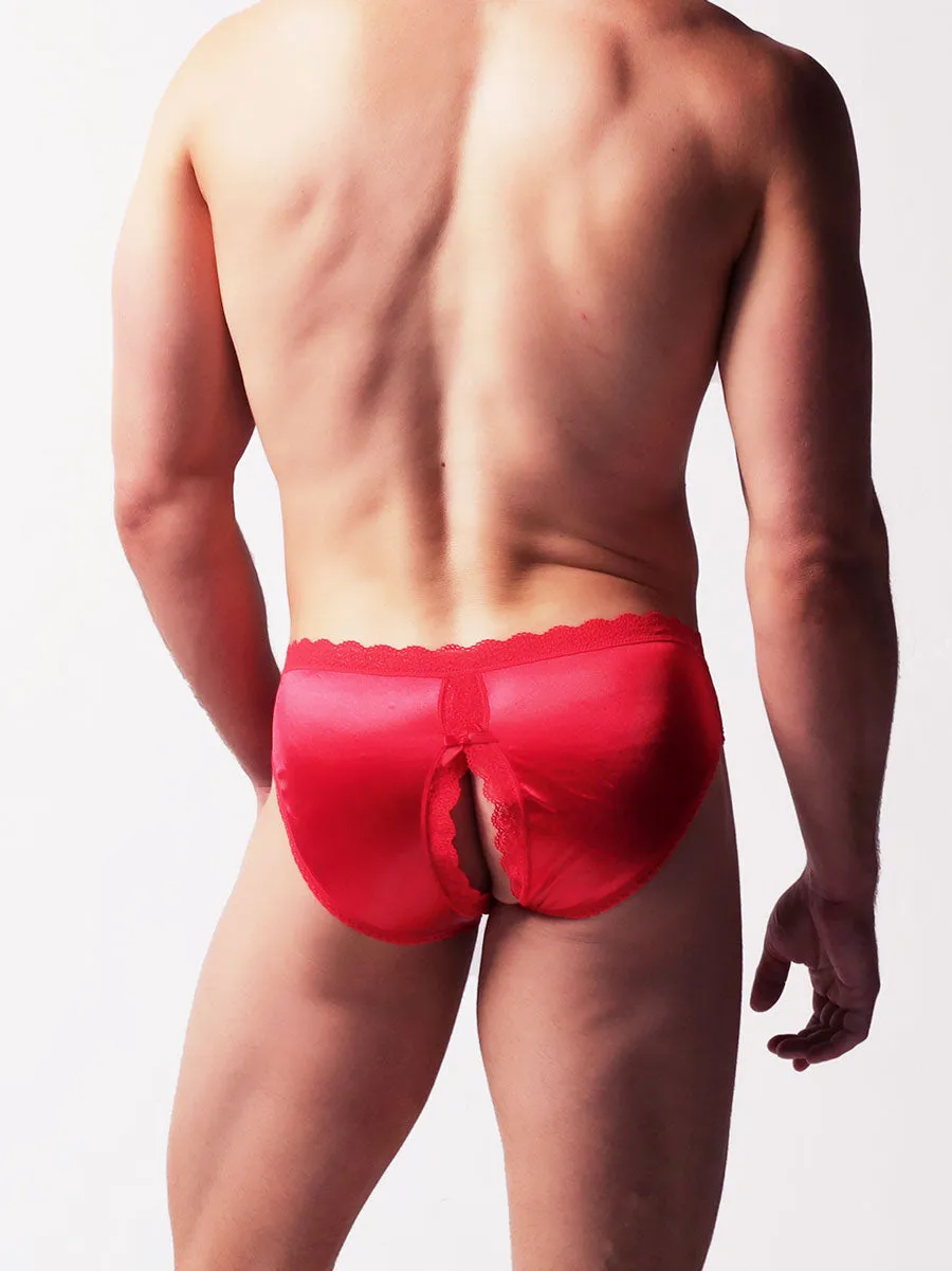 Luxe Satin Crotchless Panties