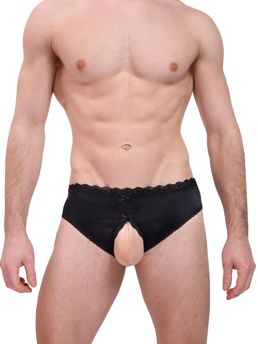 Luxe Satin Crotchless Panties