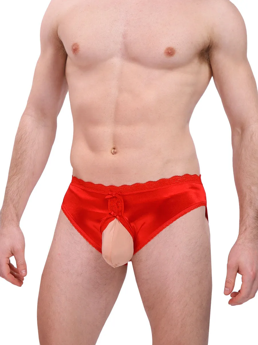 Luxe Satin Crotchless Panties