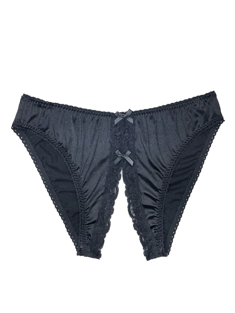 Luxe Satin Crotchless Panties