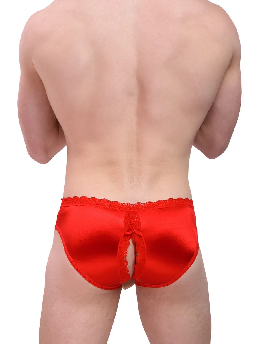 Luxe Satin Crotchless Panties