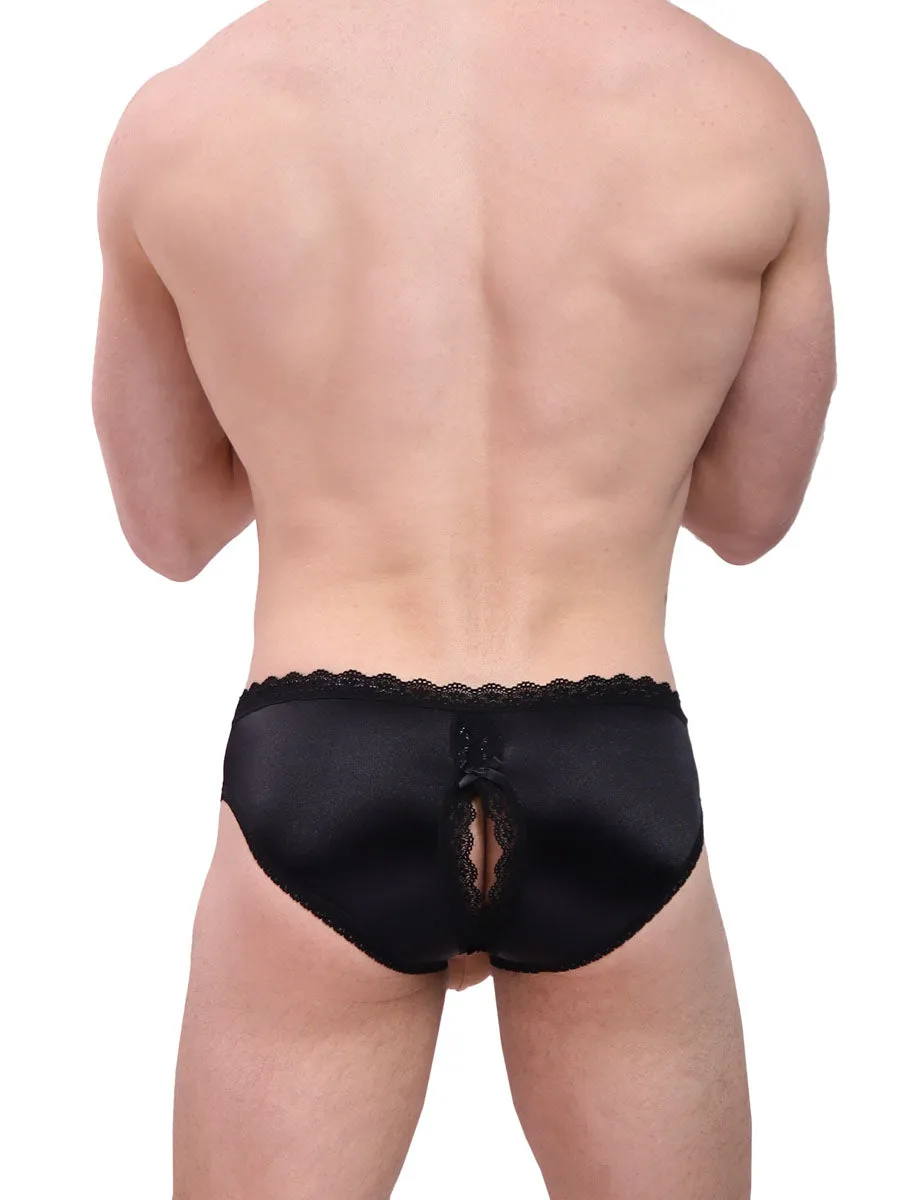 Luxe Satin Crotchless Panties