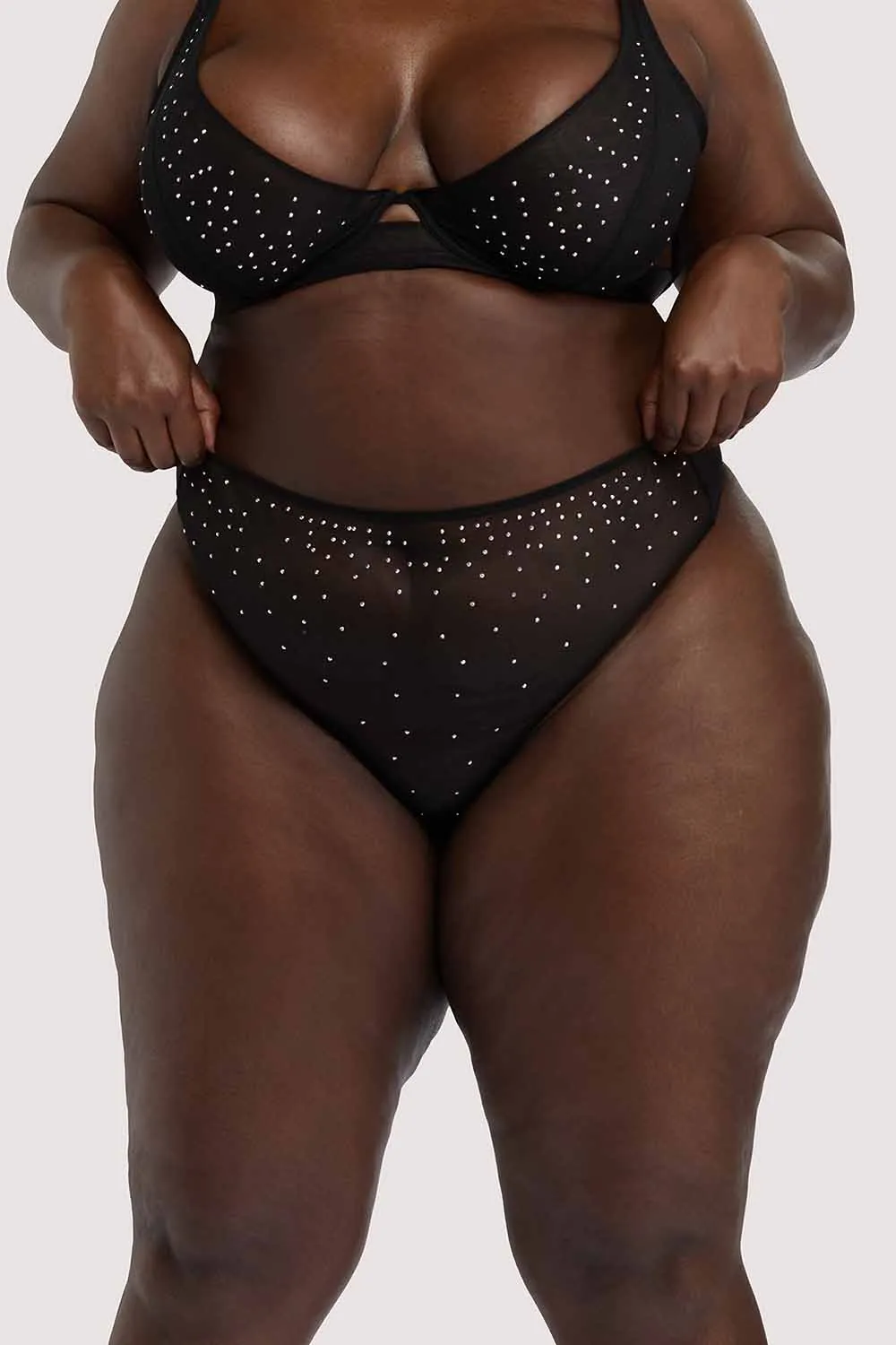 Lydia Black Diamante Highwaist Thong