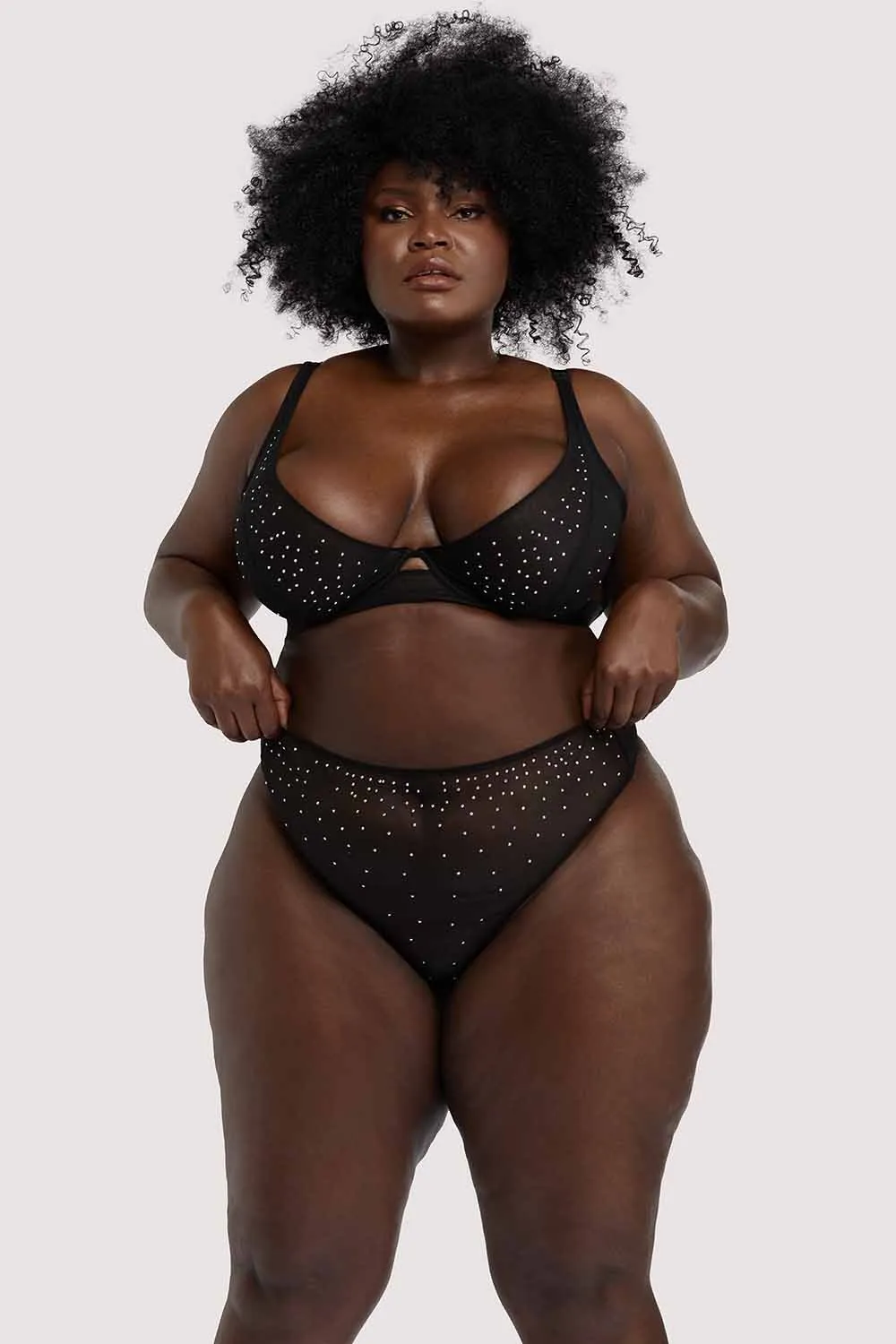 Lydia Black Diamante Highwaist Thong