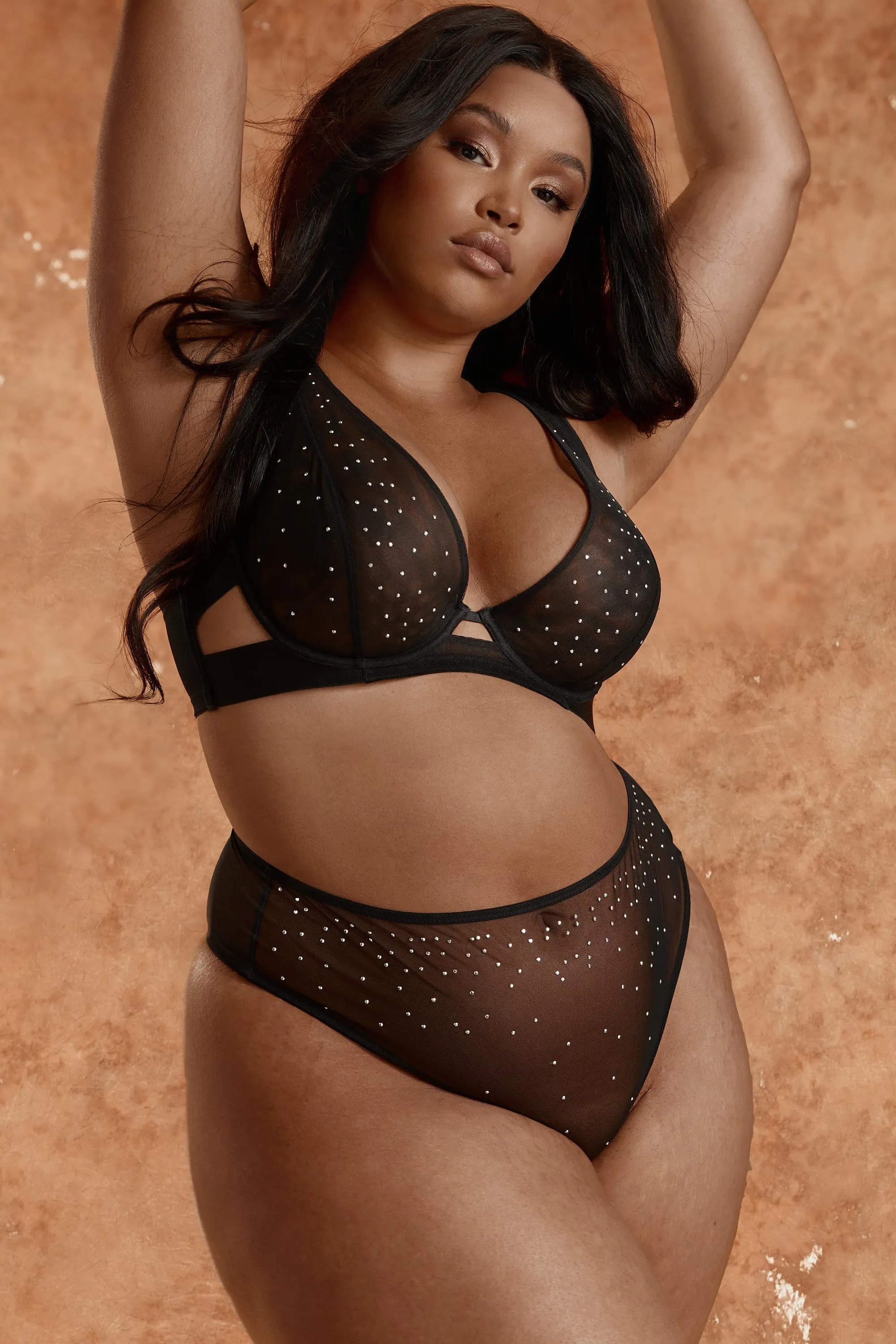 Lydia Black Diamante Highwaist Thong