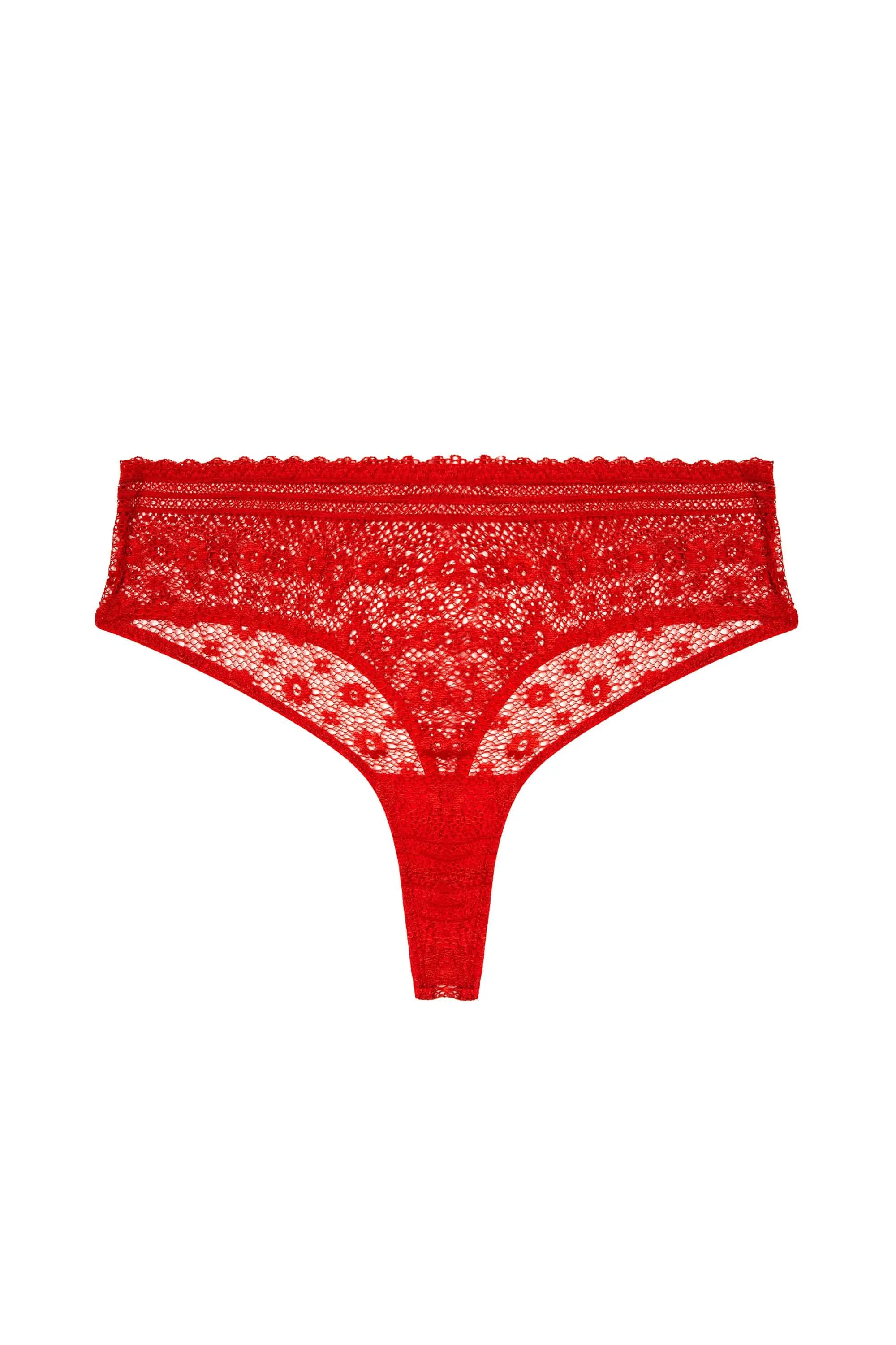 Maia Red High Waisted Lace Thong