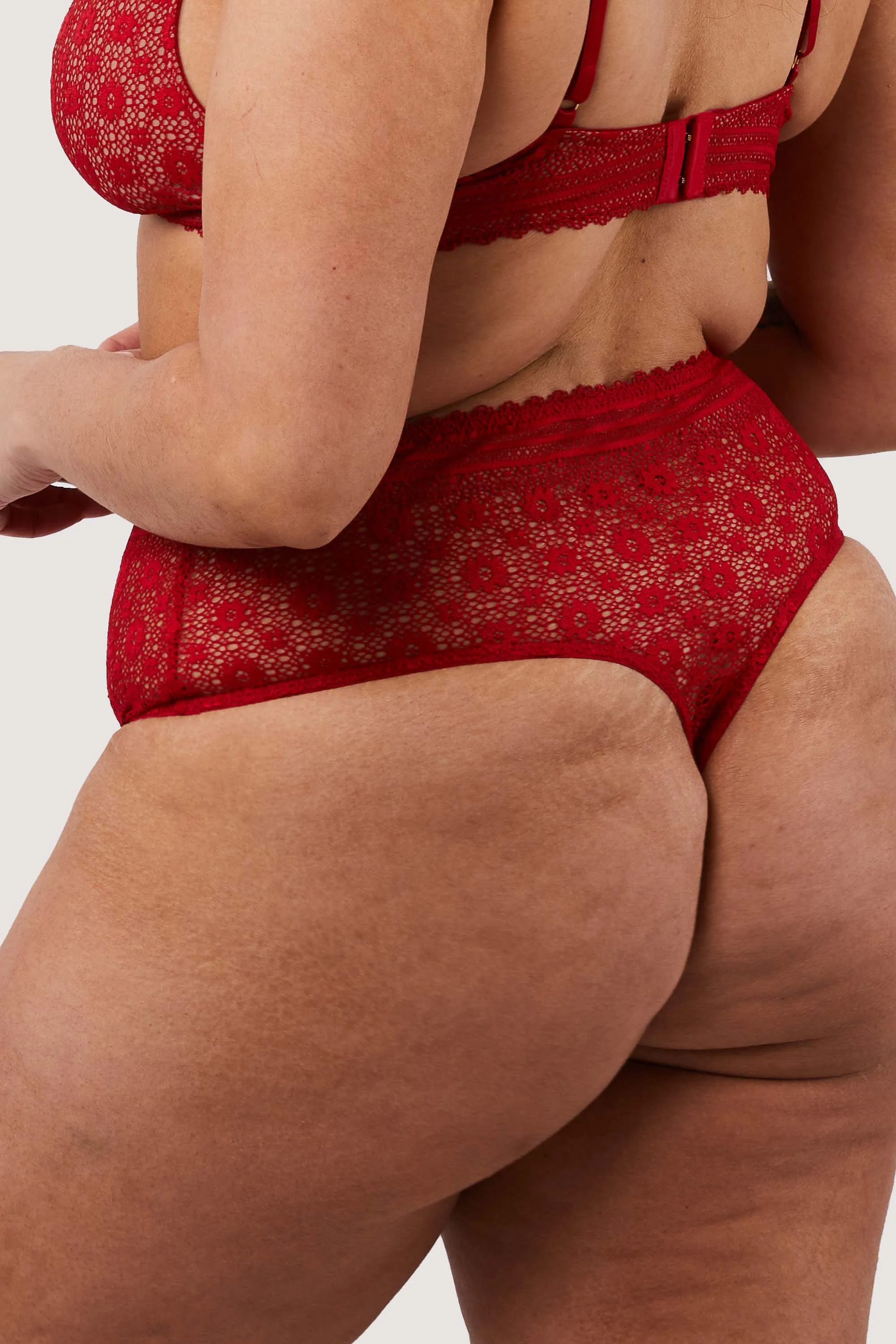 Maia Red High Waisted Lace Thong