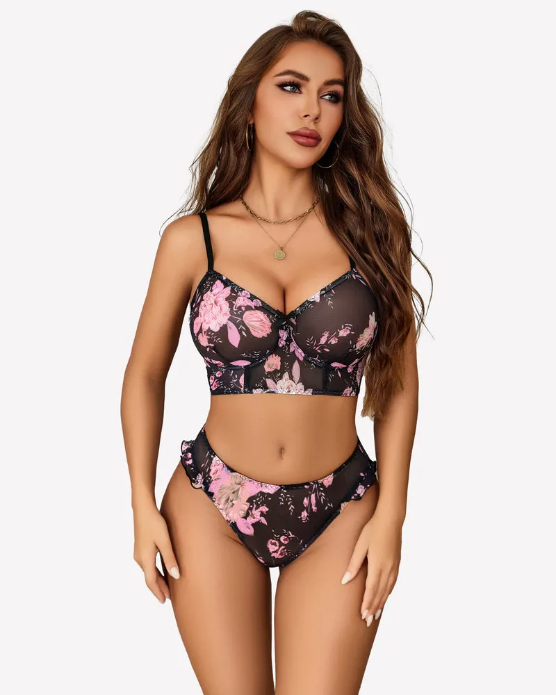 Mesh Bralette And Panty Sets Outfits