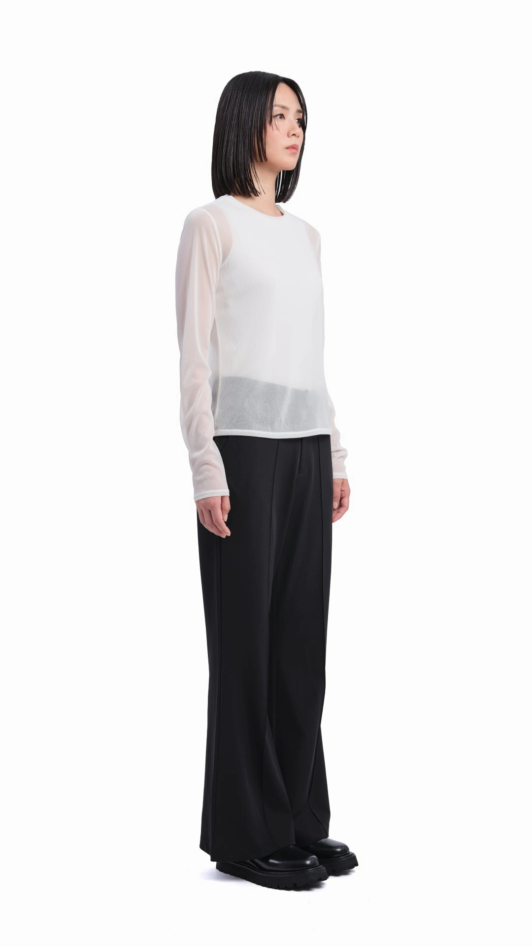 Mock-neck Sheer Top