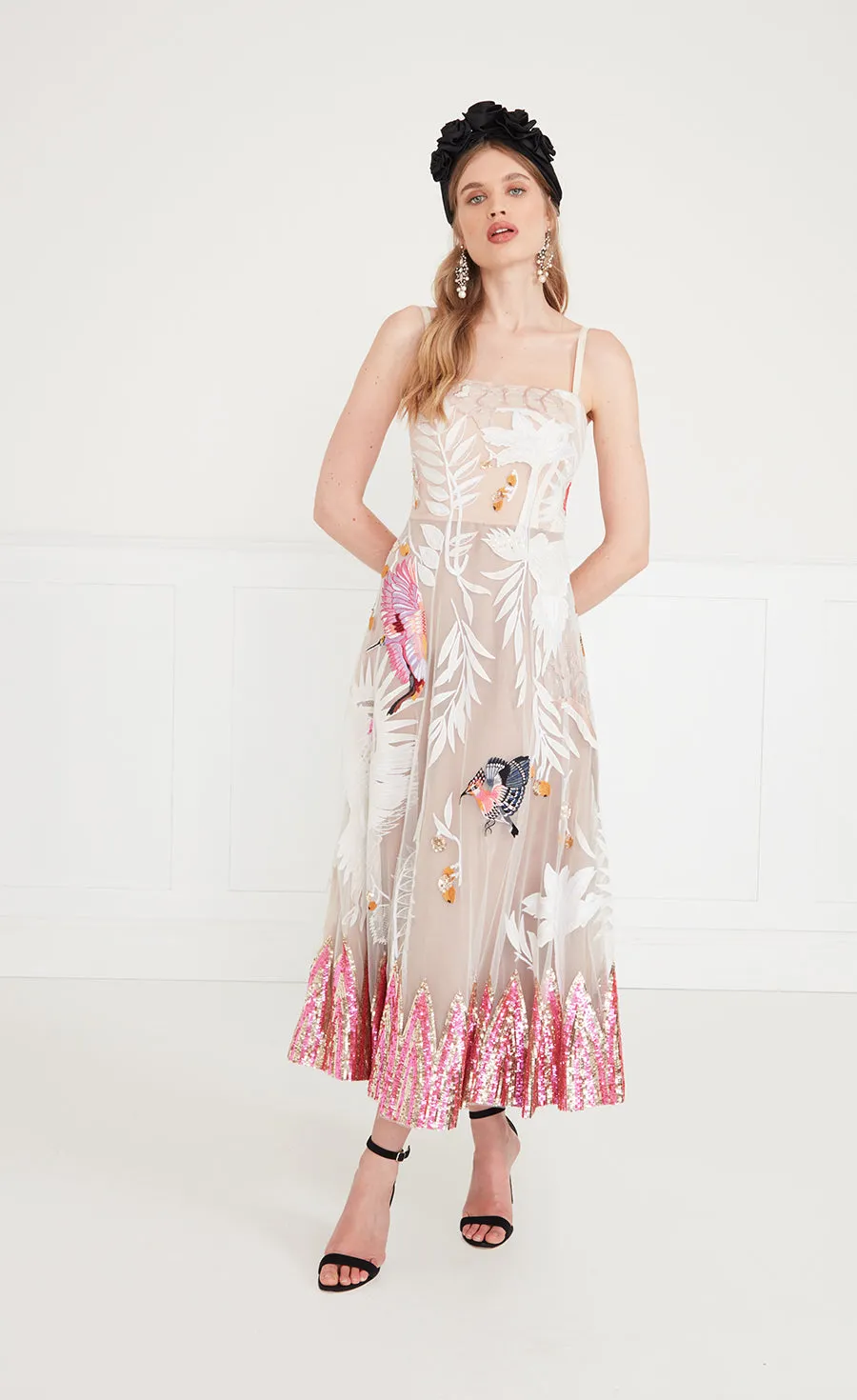Opera Strappy Dress - White Mix