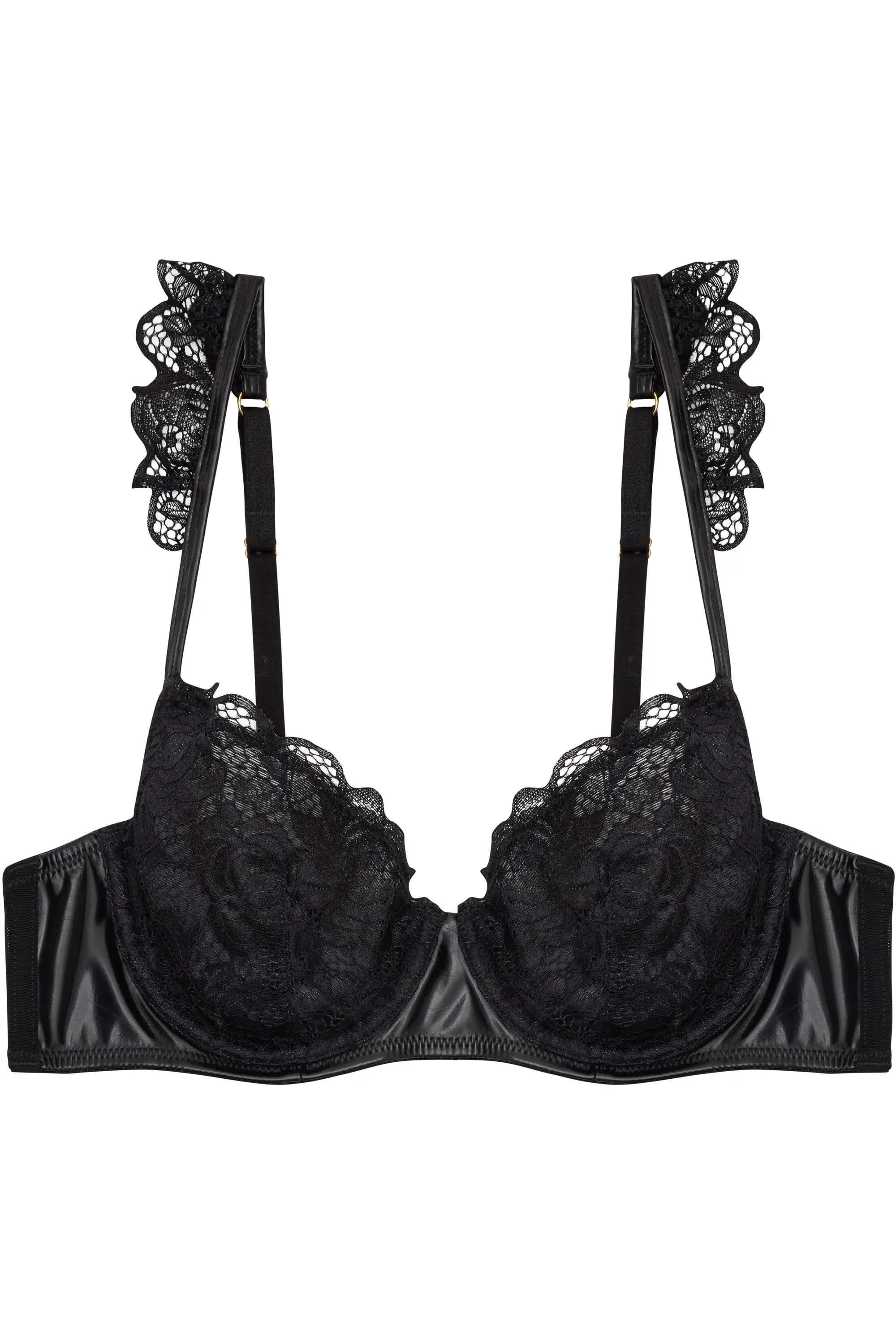 Peek & Beau Quinn Black leatherette Lace Bra A - E