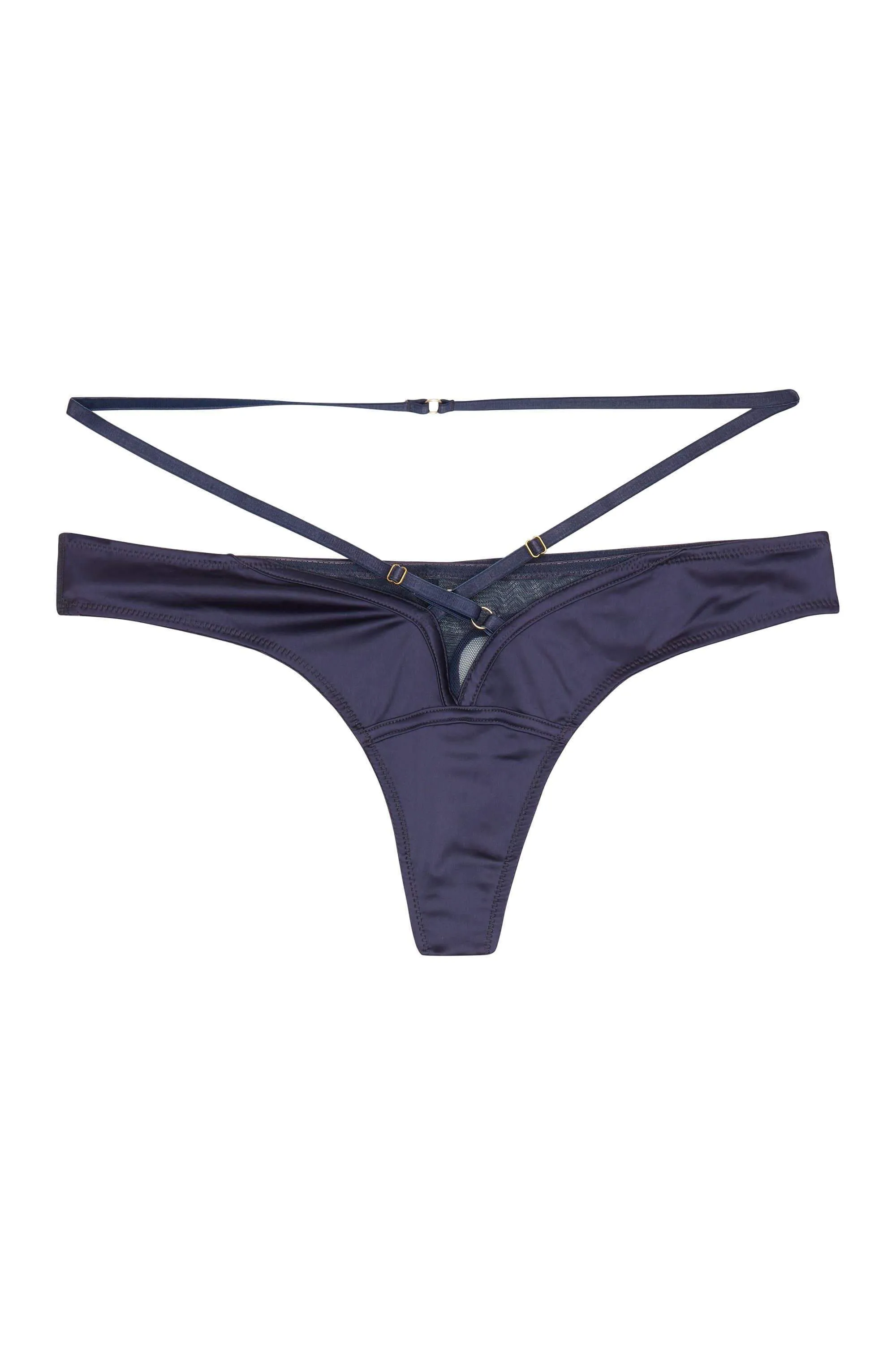 Philly Navy Tulip Satin Thong