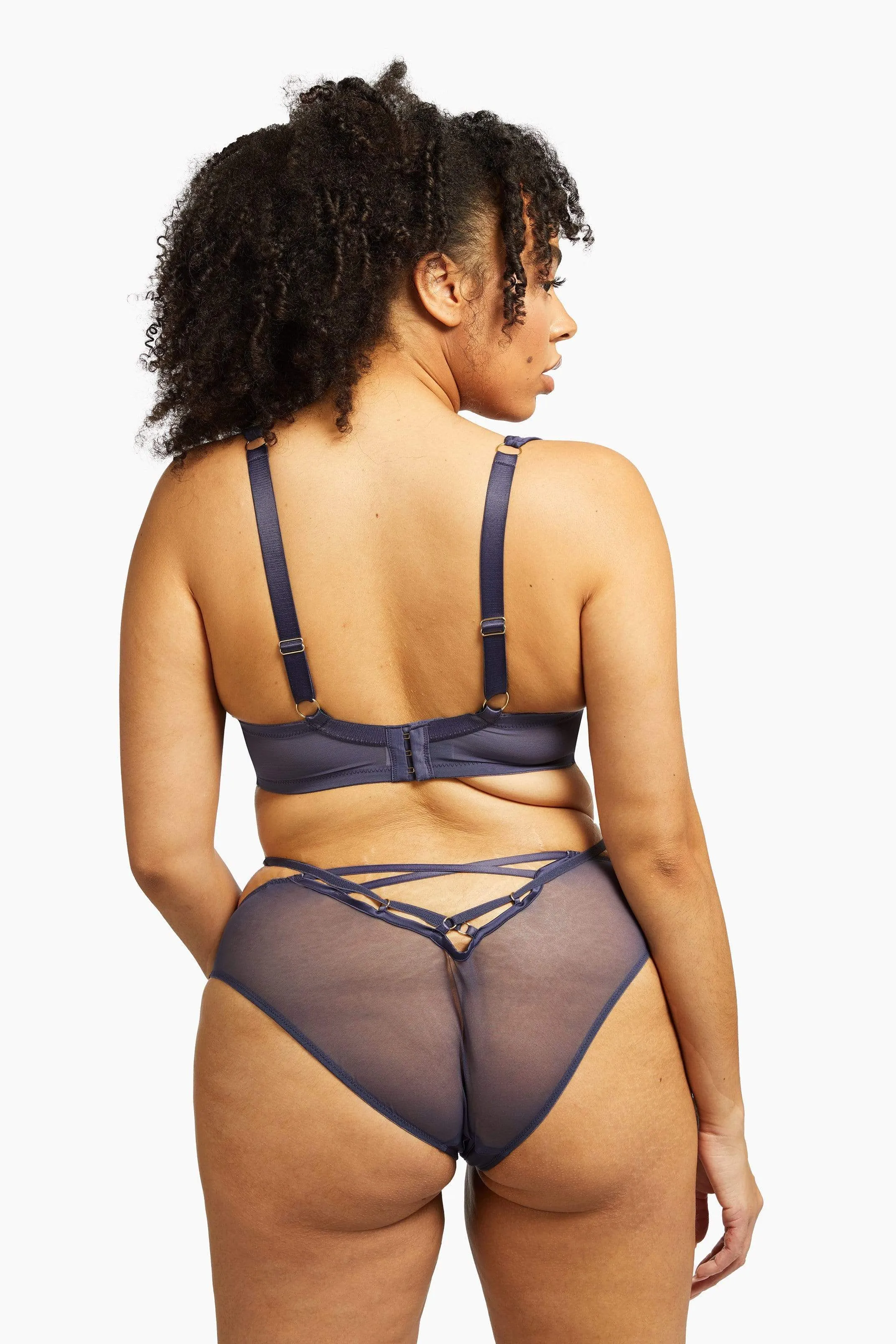 Philly Navy Tulip Satin Thong