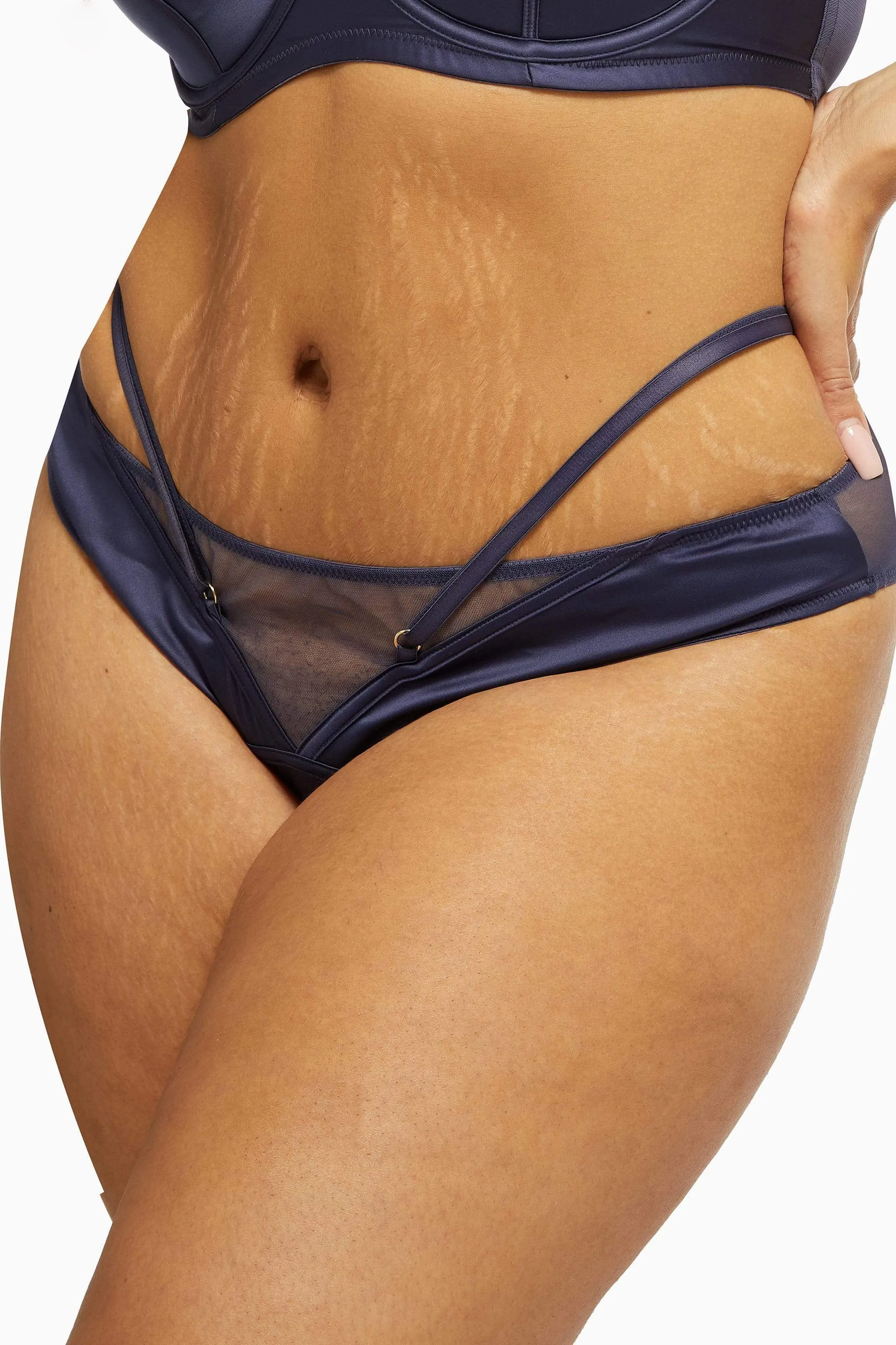 Philly Navy Tulip Satin Thong