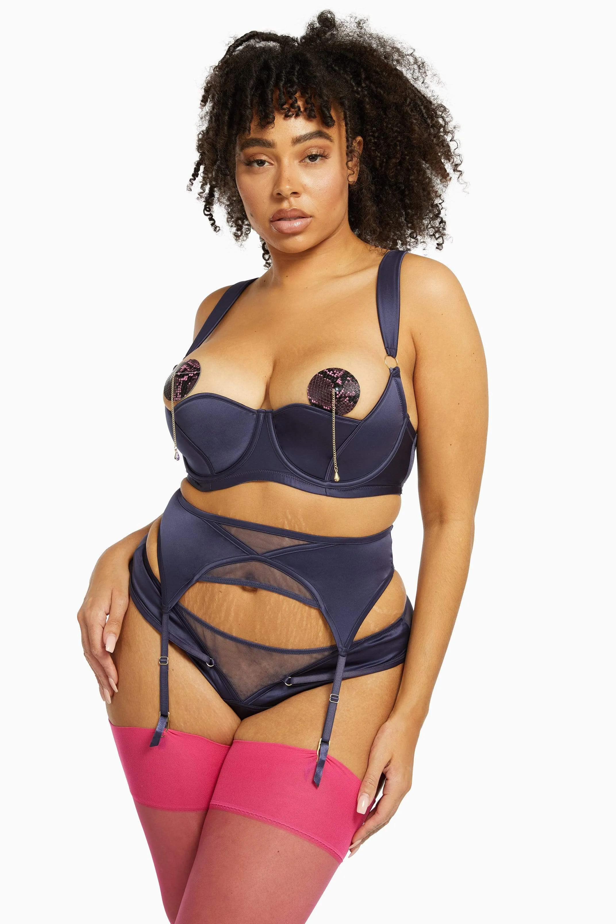 Philly Navy Tulip Satin Thong