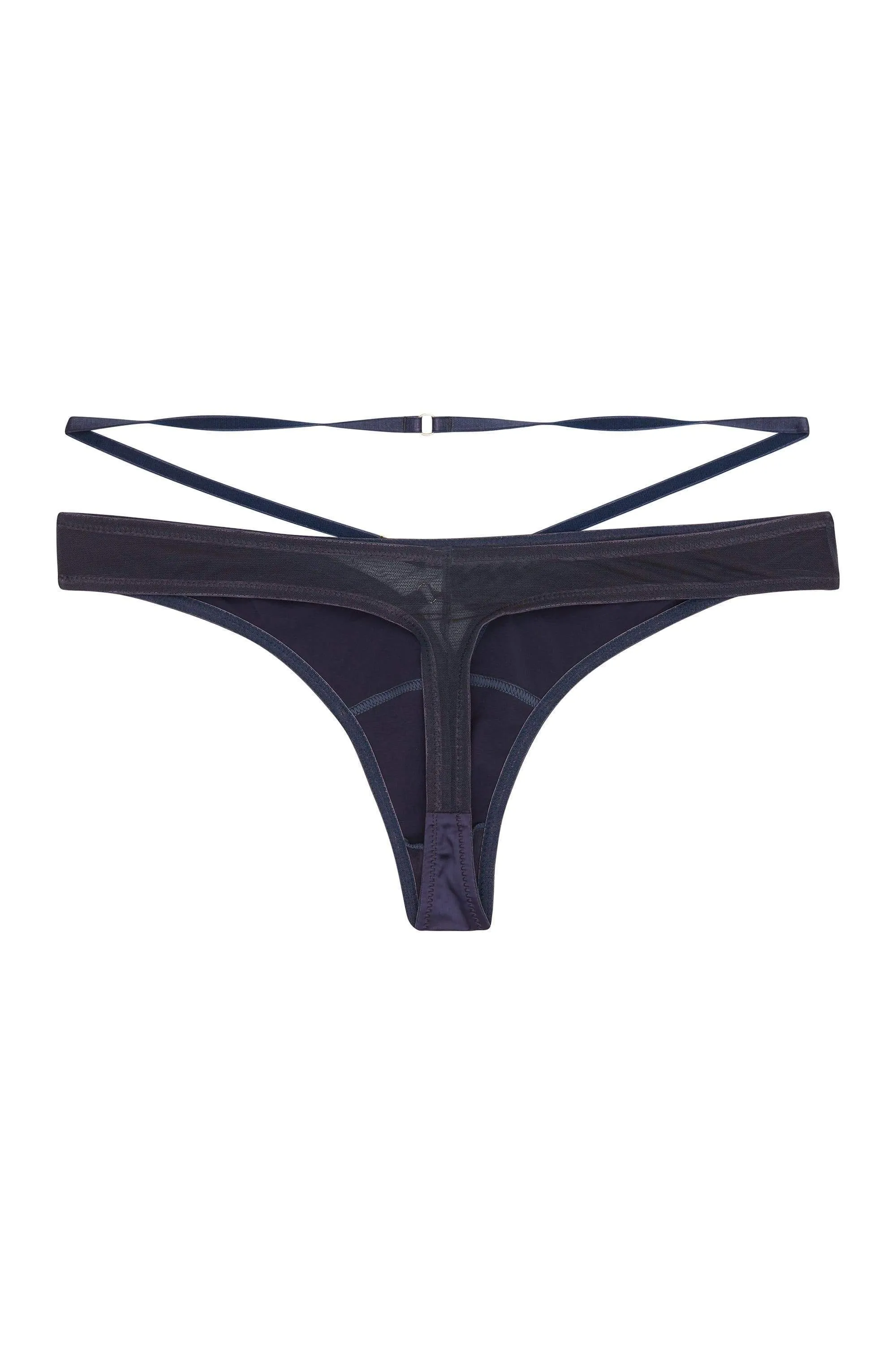 Philly Navy Tulip Satin Thong