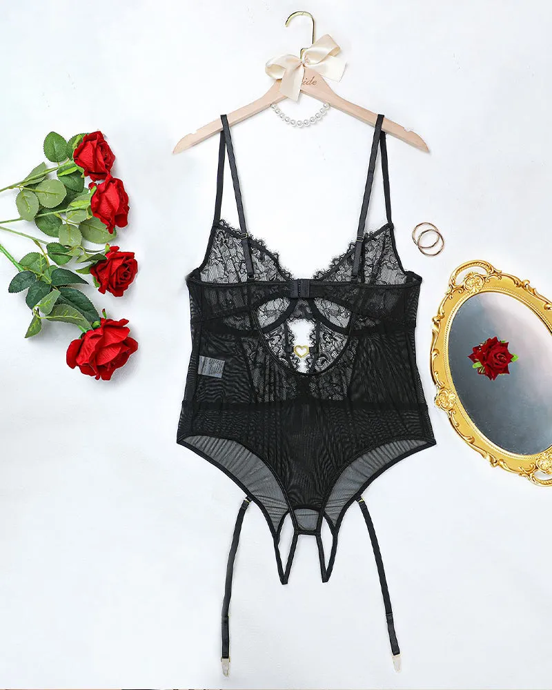 Plus Size Floral Lace BodySuits Set