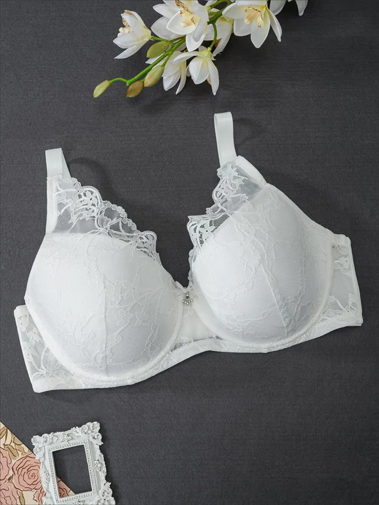Plus Size Underwire Bra with Lace & Sheer Mesh