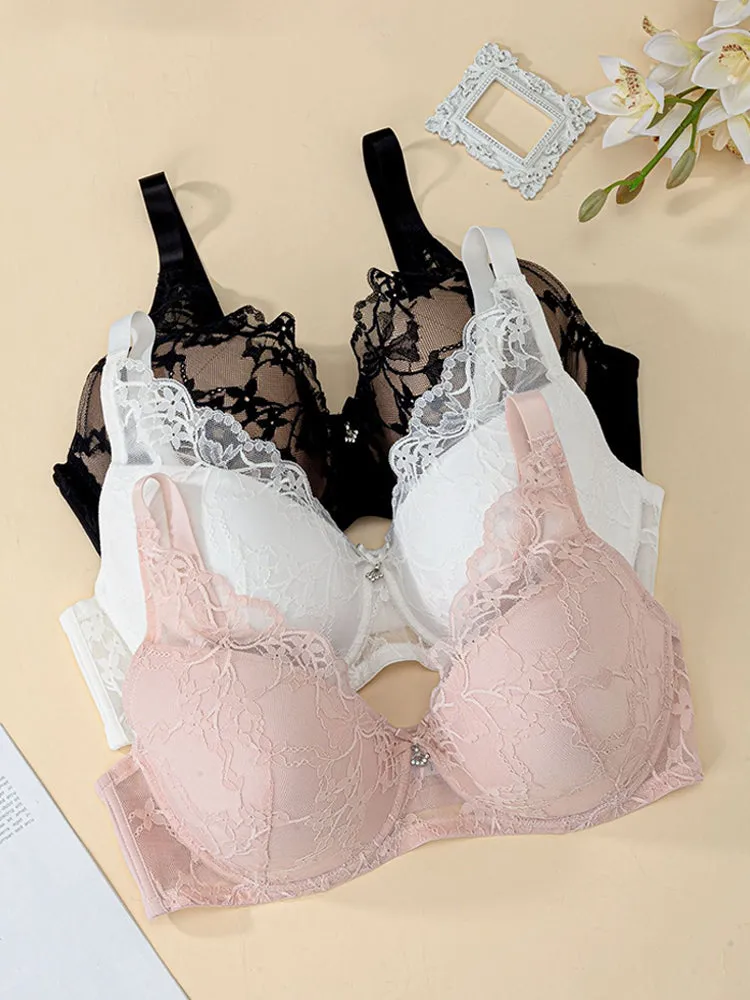 Plus Size Underwire Bra with Lace & Sheer Mesh
