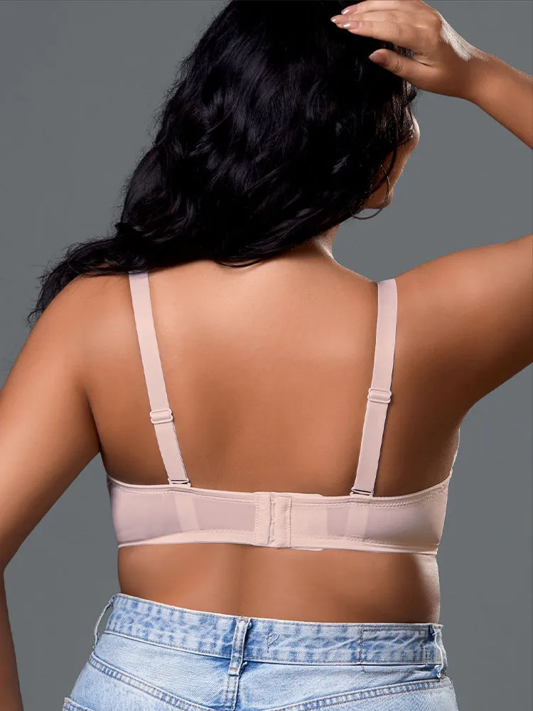 Plus Size Underwire Bra with Lace & Sheer Mesh