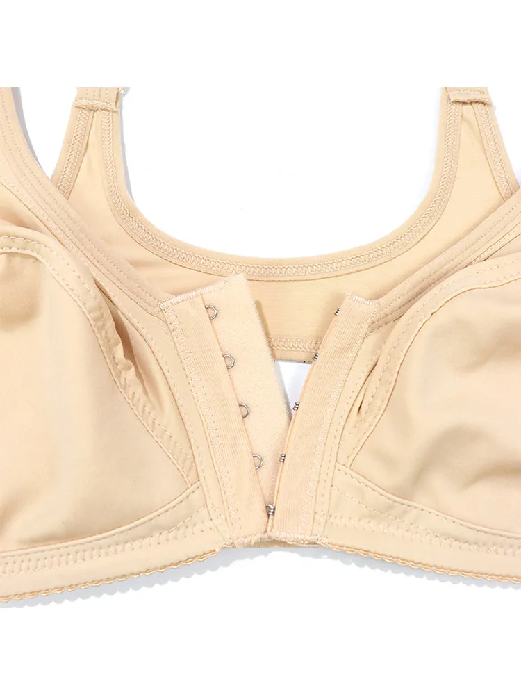 Plus Size Wire-Free Full Coverage Bra for Women - Front Closure
