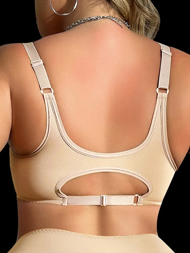Plus Size Wire-Free Full Coverage Bra for Women - Front Closure