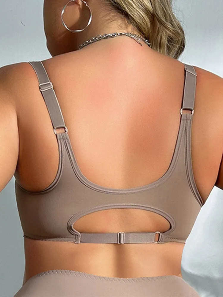 Plus Size Wire-Free Full Coverage Bra for Women - Front Closure
