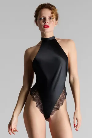 Rendez-Vous Silk & Lace Halterneck Thong Bodysuit