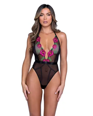 Roma Confidential See Through Mesh Embroidered Peony Paradise Teddy