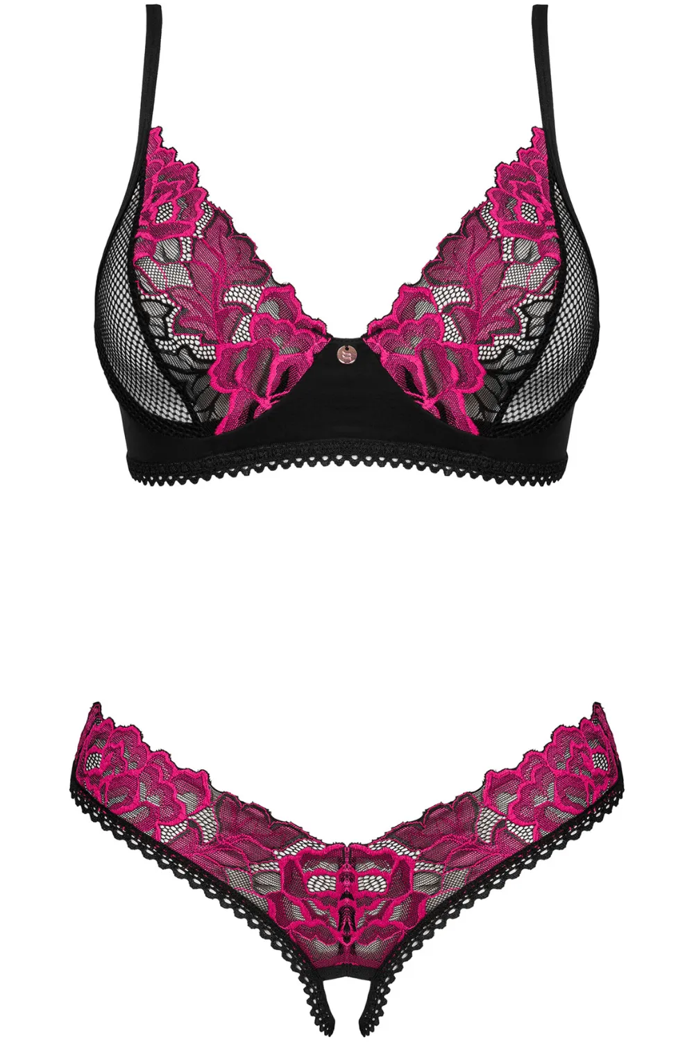 Rosenty Bra & Crotchless Thong
