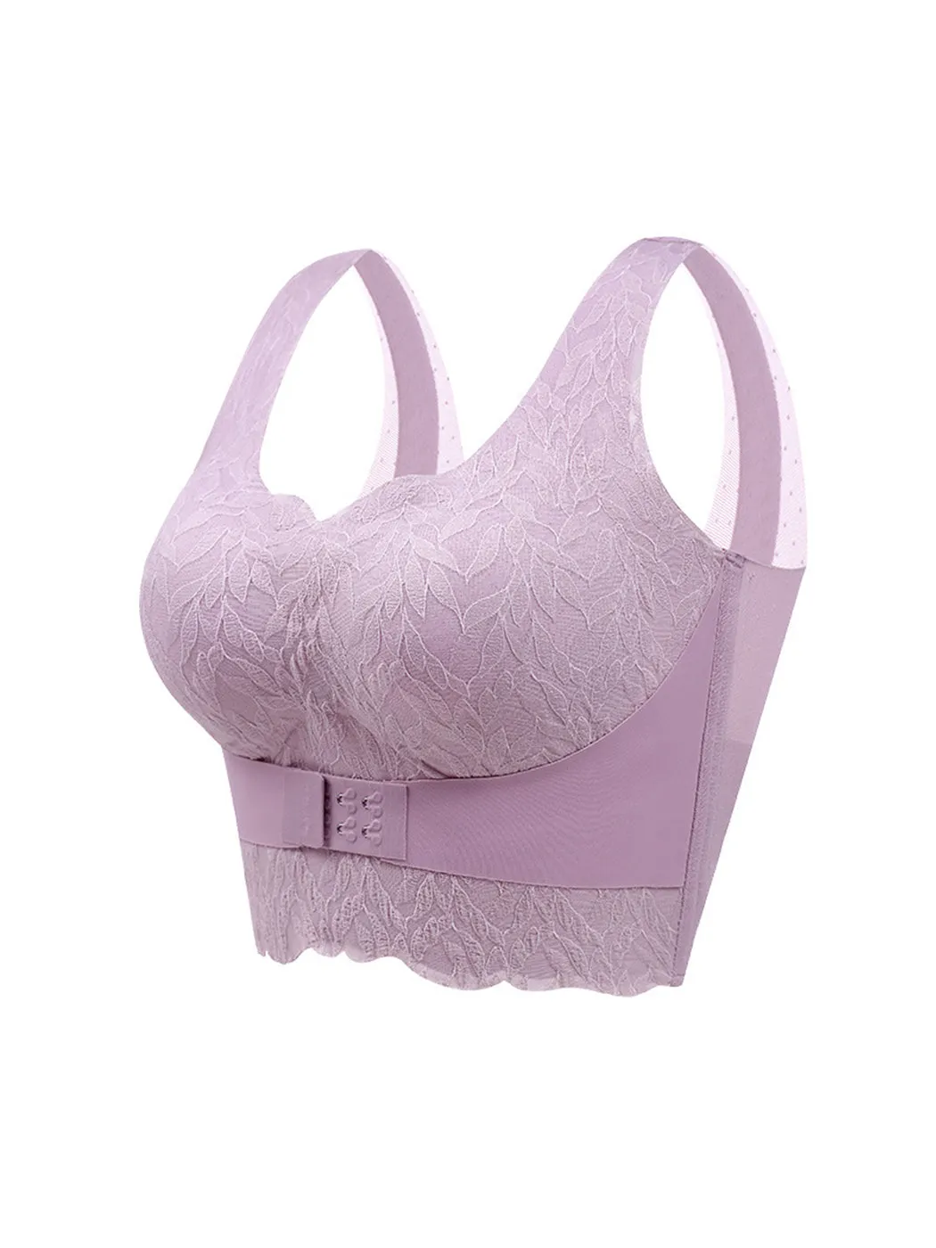 Seamless Back-Smoothing Front Closure Push Up Longline Bra