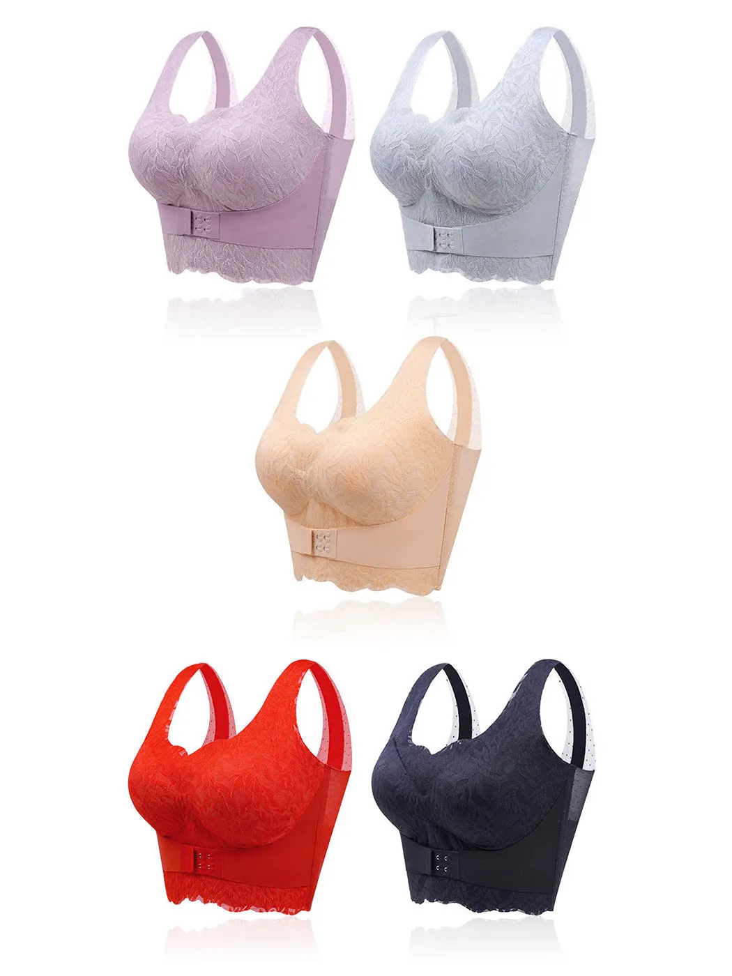 Seamless Back-Smoothing Front Closure Push Up Longline Bra