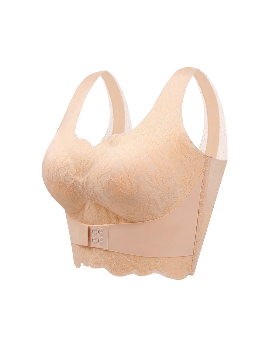 Seamless Back-Smoothing Front Closure Push Up Longline Bra