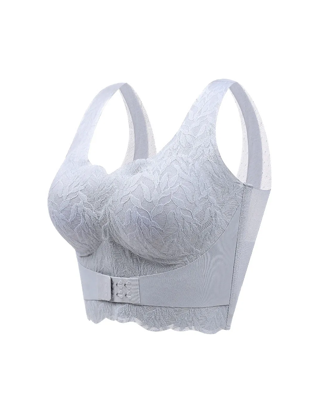 Seamless Back-Smoothing Front Closure Push Up Longline Bra