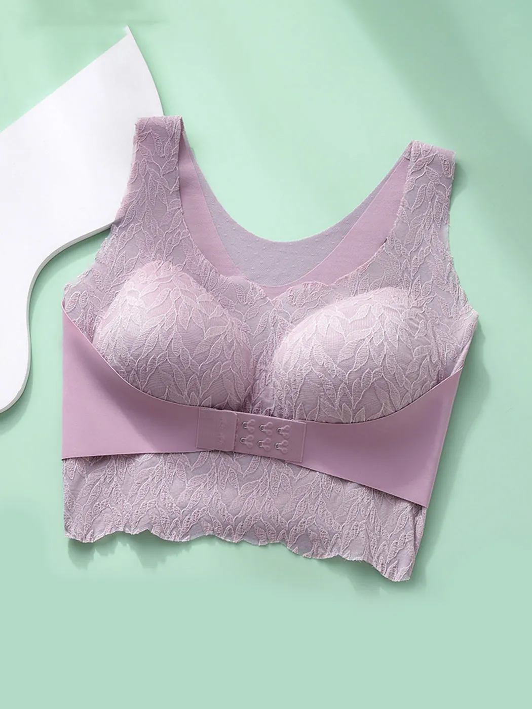 Seamless Back-Smoothing Front Closure Push Up Longline Bra