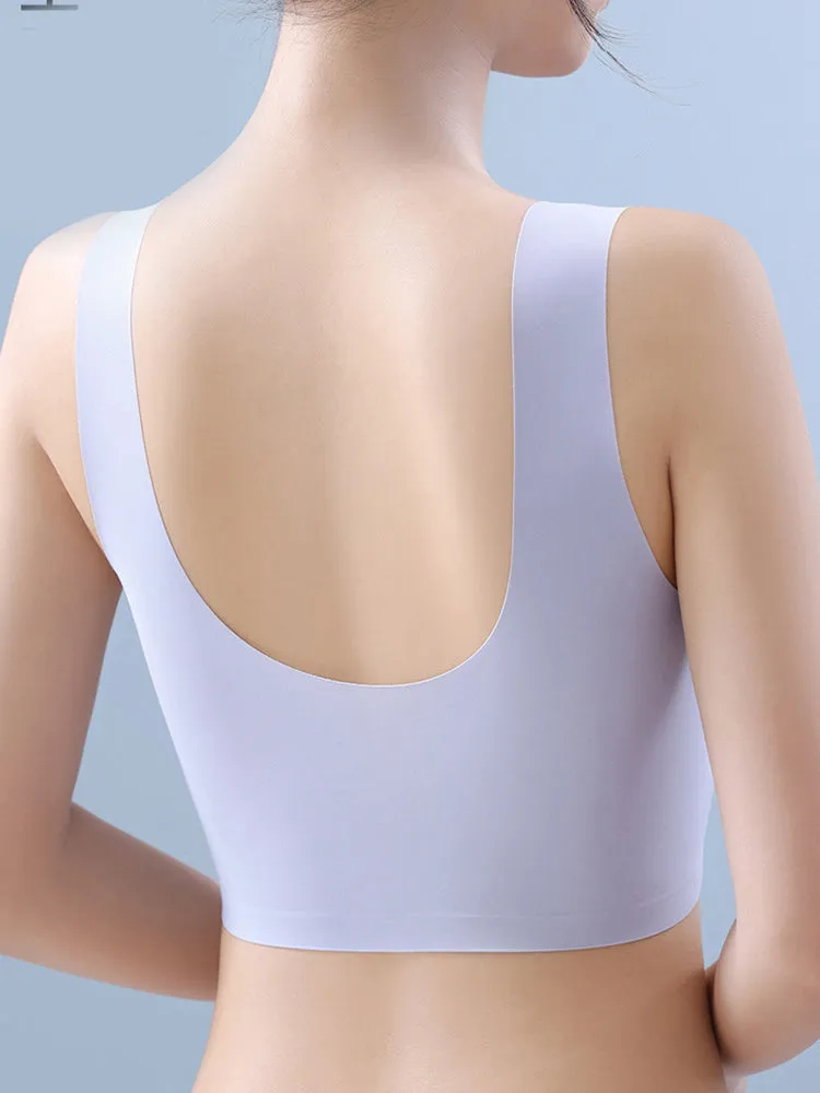 Seamless Lace Wireless Bra with Wide Straps